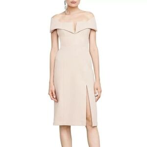 BCBGMaxAzria Marquise Bare Pink Split V-Neck Dress